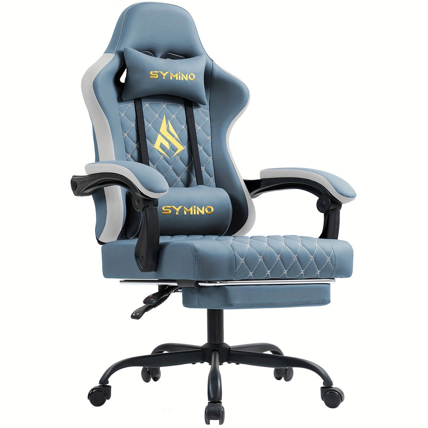 Gaming Chair with Footrest, Computer Ergonomic Video Game Chair, Adjustable Swivel Chair with Lumbar Support, PC Chair, Office Chair, Black