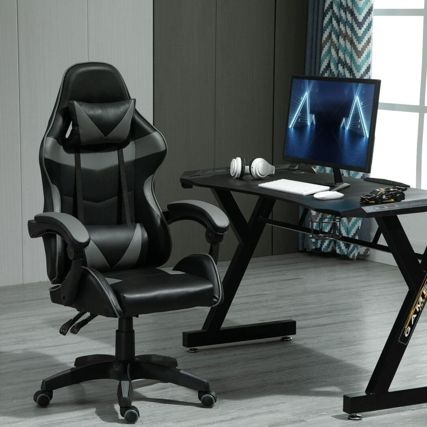Rotatable Gaming Chair, Faux Leather, Home Office Chair, Desk Chair with Reclining Function, Model A