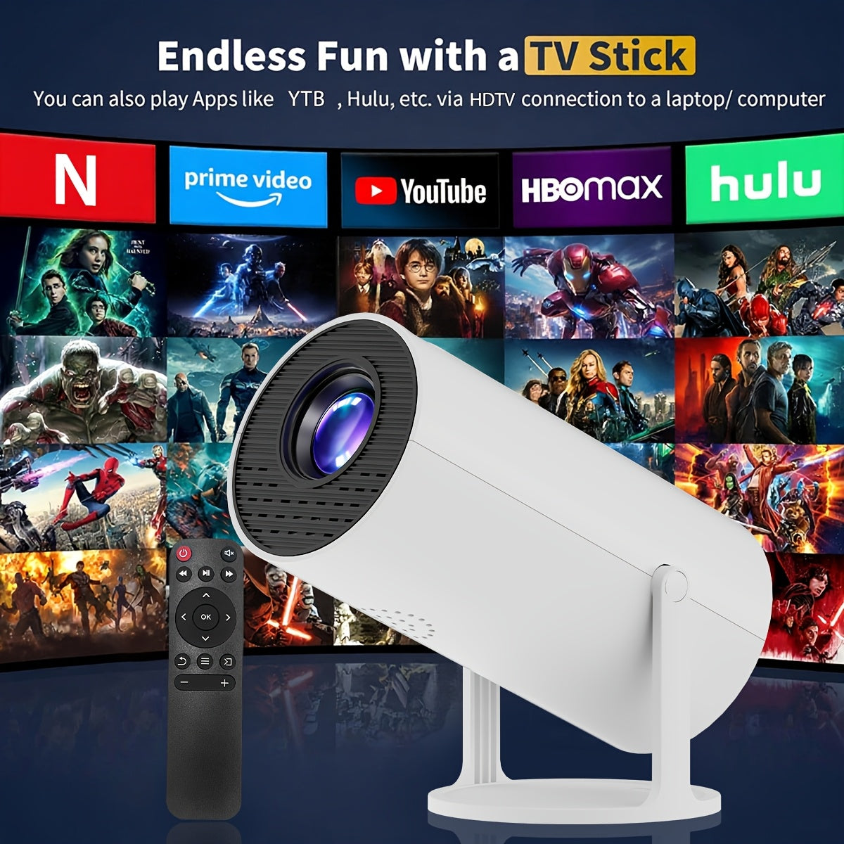 1080P Projector Portable Mini, Fast Focusing, Low Noise Design, Multi-Device Connection, Ideal for Camping, Home Theater, Travel, Office Use, Gift-Ready