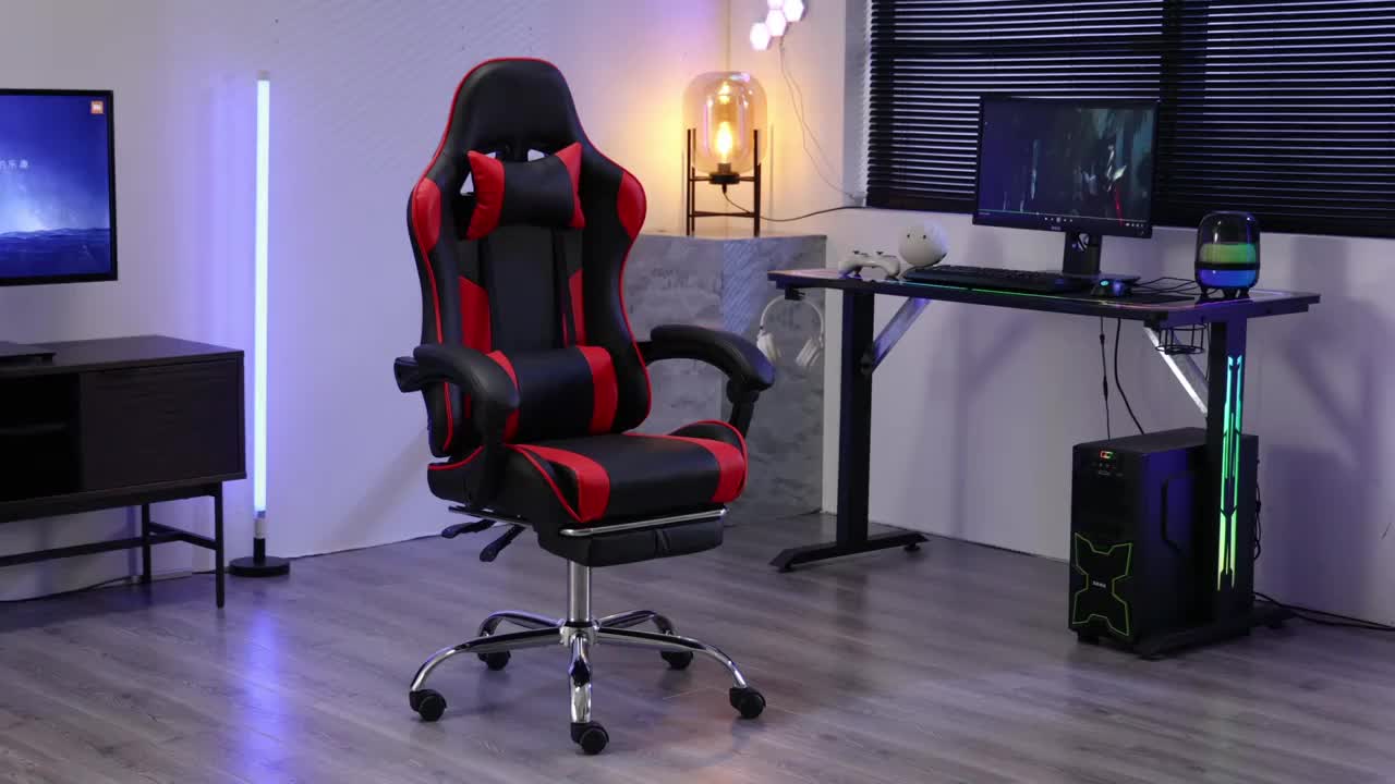 Ergonomic Gaming Chair - Black & Blue, Height Adjustable, Reclining Backrest, Swivel E-Sports Chair With Lumbar Support For Home & Office
