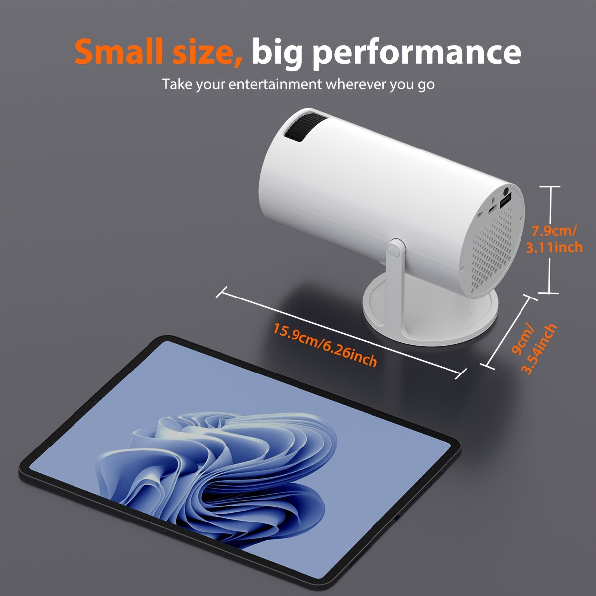 1080P Projector Portable Mini, Fast Focusing, Low Noise Design, Multi-Device Connection, Ideal for Camping, Home Theater, Travel, Office Use, Gift-Ready