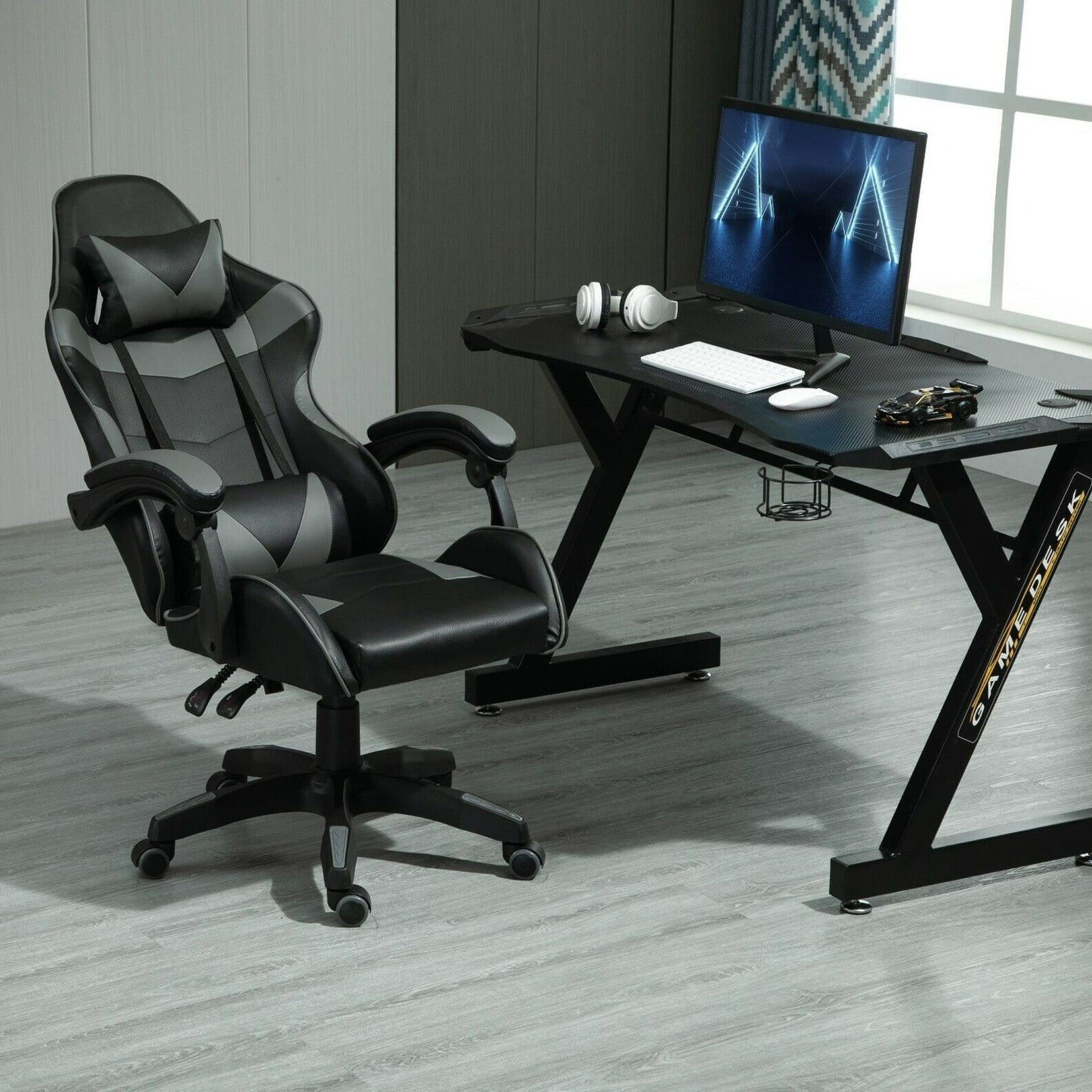 Rotatable Gaming Chair, Faux Leather, Home Office Chair, Desk Chair with Reclining Function, Model A