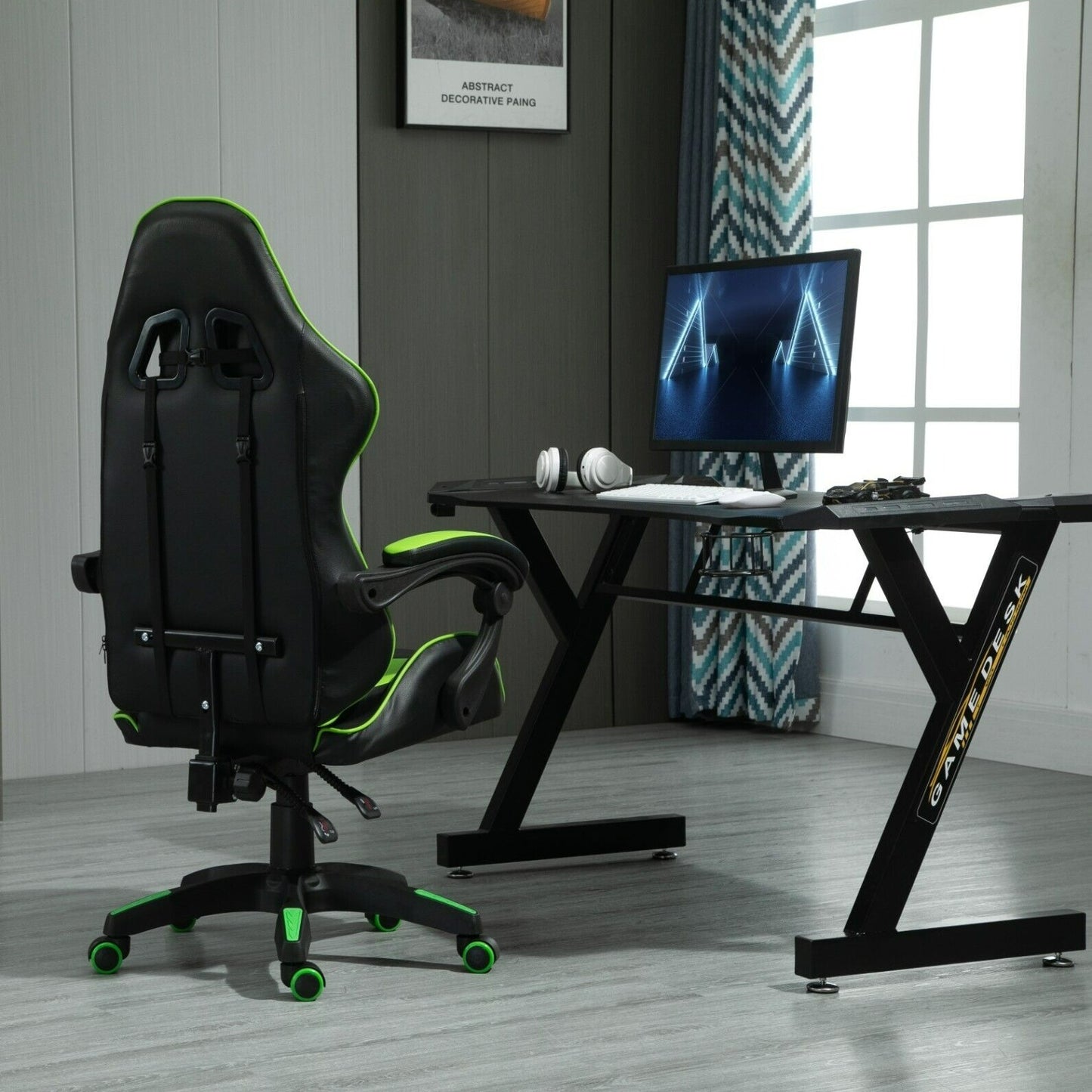 Rotatable Gaming Chair, Faux Leather, Home Office Chair, Desk Chair with Reclining Function, Model A