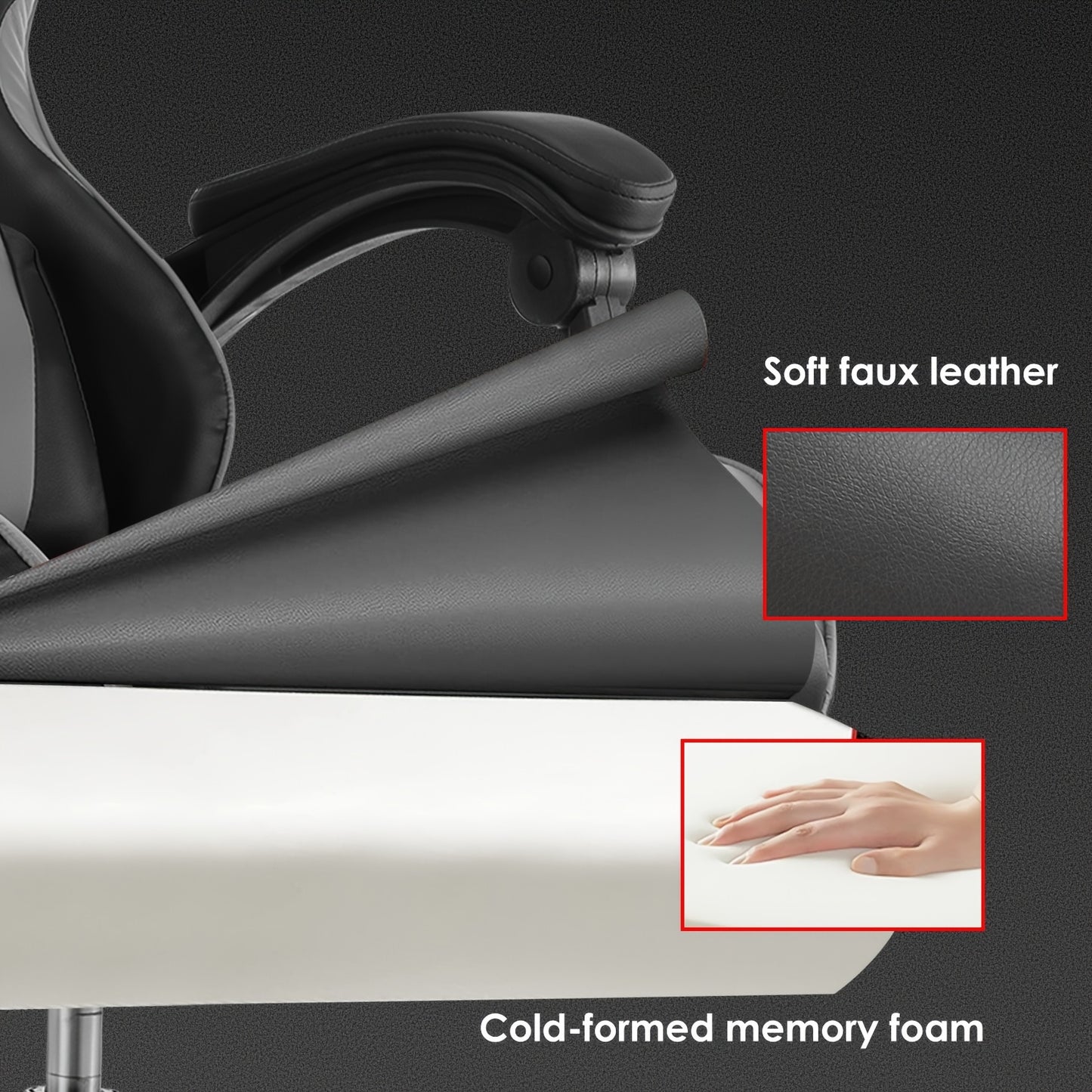 Kehot Gaming Chair with Massage Function, Adjustable Footrest & Foldable Base - Ergonomic Mesh Backrest, 360° Swivel, High-Density Foam Cushion - Black & Gray for Home Office & Gaming Setup, Gaming Chair for Desk, Office Com