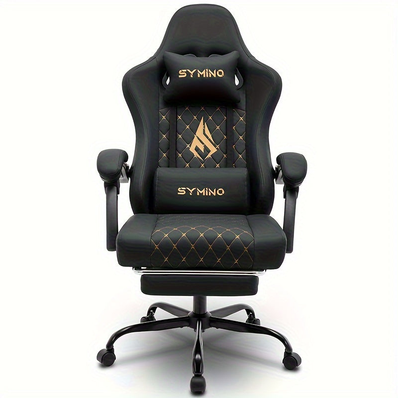 Gaming Chair with Footrest, Computer Ergonomic Video Game Chair, Adjustable Swivel Chair with Lumbar Support, PC Chair, Office Chair, Black