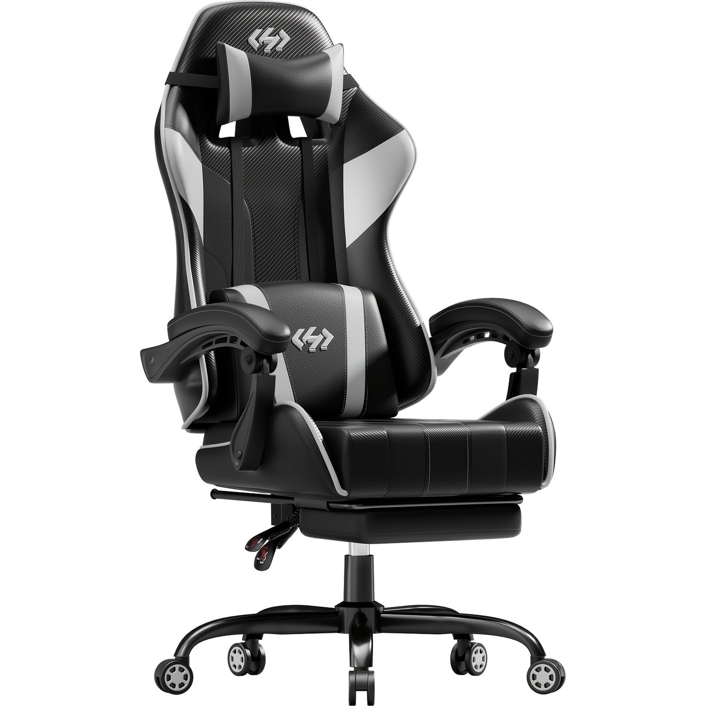 HLDIRECT Gaming Chair, Ergonomic Gaming Chair with Pocket Spring Cushion, Racing Gamer Chair with Footrest, Lumbar Support, Adjustable Office Chair 150kg Load Capacity, PC Chair, Gaming Recliner, Gaming Setup Accessories, Gam