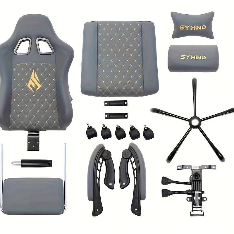 Gaming Chair with Footrest, Computer Ergonomic Video Game Chair, Adjustable Swivel Chair with Lumbar Support, PC Chair, Office Chair, Black