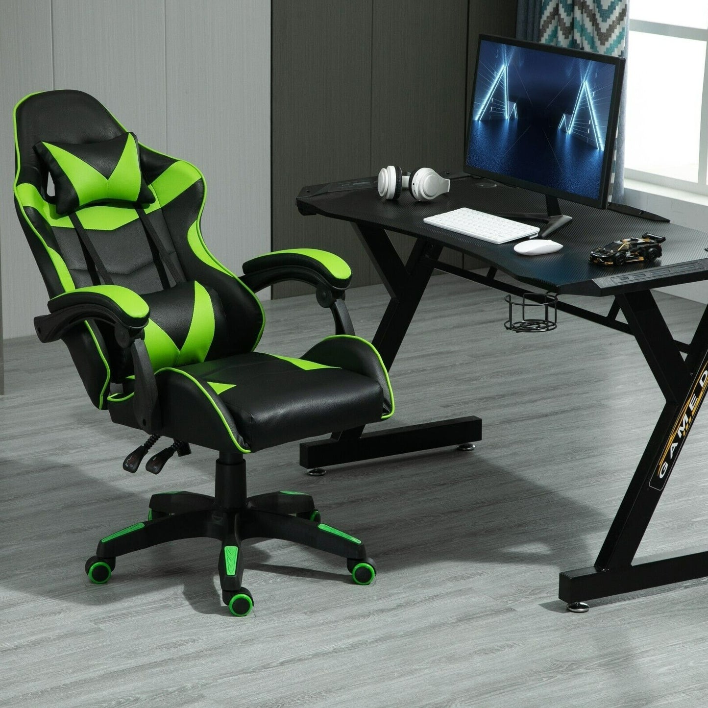 Rotatable Gaming Chair, Faux Leather, Home Office Chair, Desk Chair with Reclining Function, Model A