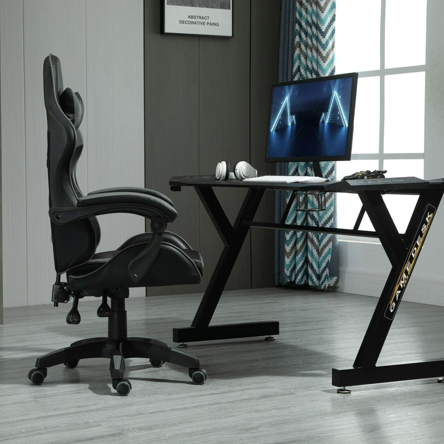 Rotatable Gaming Chair, Faux Leather, Home Office Chair, Desk Chair with Reclining Function, Model A