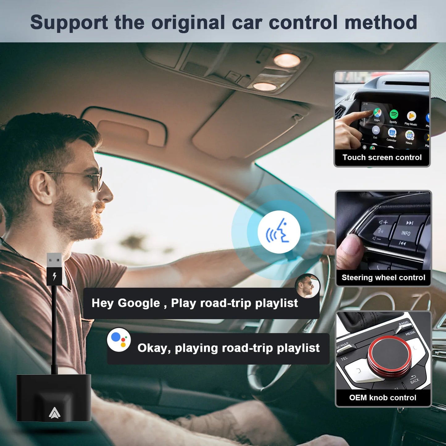 Adaptateur CarPlay sans fil Android Auto, Dongle Apple CarPlay, connexion PlugPlay 5G WiFi, mise à jour en ligne, voiture d'origine filaire vers sans fil