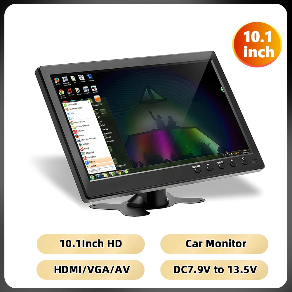 Podofo 10.1 ''moniteur de voiture TFT LCD HD écran numérique HDMI/VGA/AV/USB/SD entrée vidéo PC/TV/lecteur DVD affichage moniteur de sécurité
