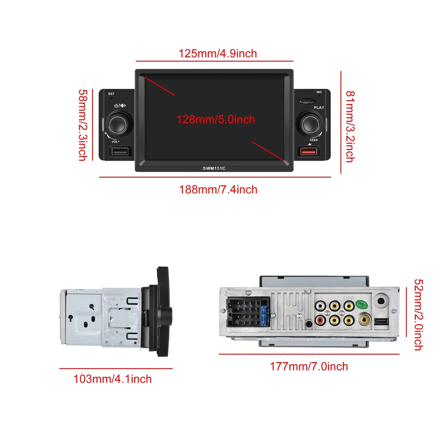Hikity-Autoradio universel 1 Din, Carplay, Lecteur MP5, Auto Stéréo, Audio Bluetooth, Touriste, USB, Toyota, Nissan, KIA