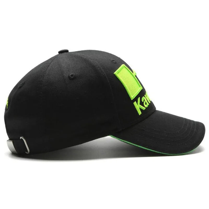 Kawasaki-Chapeau de sport en plein air pour hommes et femmes, chapeau de soleil à queue de cheval, opérateur hip-hop, marque de moto populaire