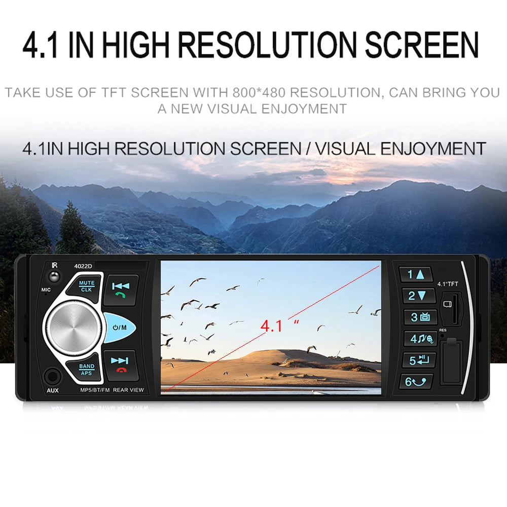 Hikity 4.1 ''autoradio 1Din Audio stéréo voiture lecteur MP5 récepteur FM Bluetooth volant télécommande Support TF carte Cam