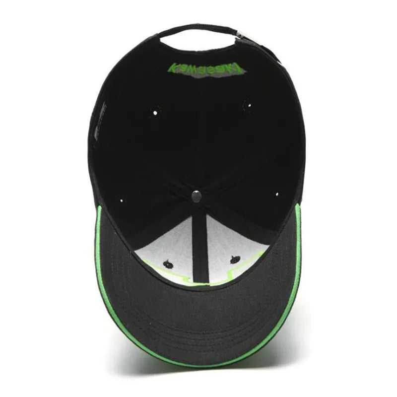 Kawasaki-Chapeau de sport en plein air pour hommes et femmes, chapeau de soleil à queue de cheval, opérateur hip-hop, marque de moto populaire