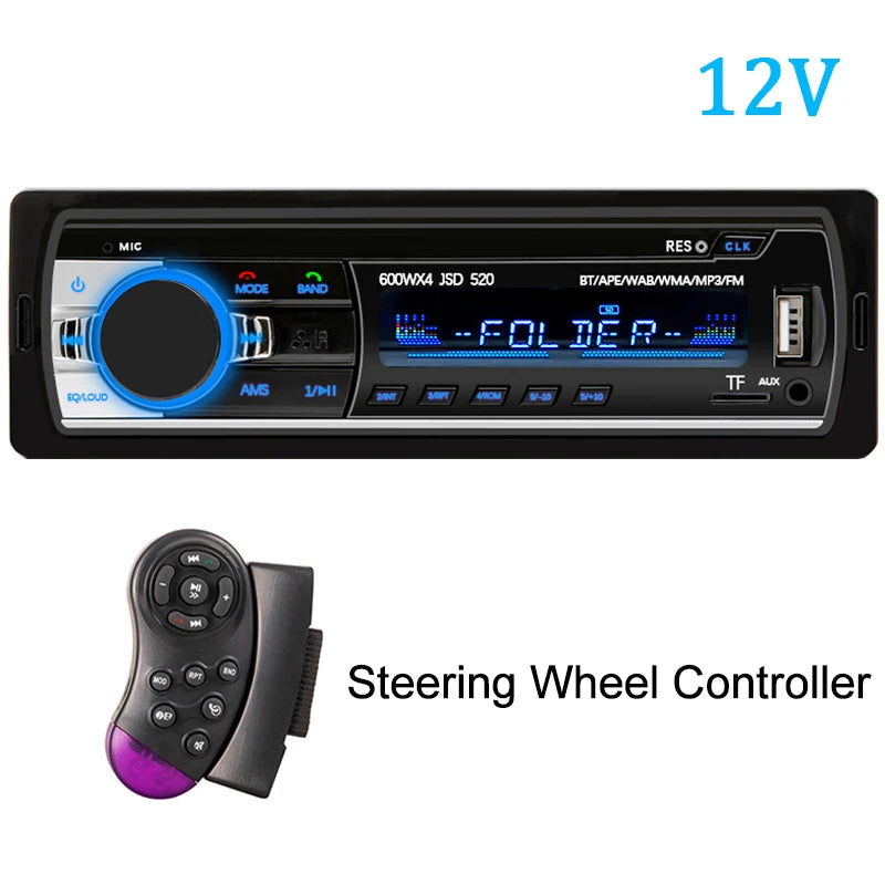 Autoradio Hippcron 1din stéréo multimédia lecteur MP3 numérique Bluetooth FM Audio musique USB avec entrée AUX dans le tableau de bord