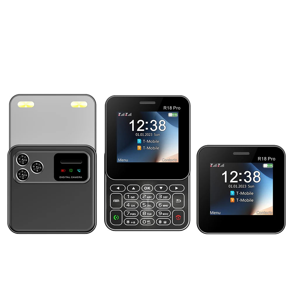 SERVO R18 PRO écran rotatif téléphone portable 2G GSM voix magique cadran de vitesse lampe de poche liste noire 2 SIM veille téléphones coulissants latéraux