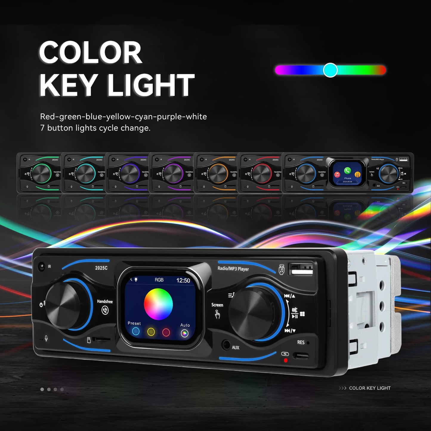 Hikity 2.17 "autoradio 1DIN voiture lecteur Mp3 numérique Bluetooth Audio avec télécommande musique stéréo autoradio lumières colorées