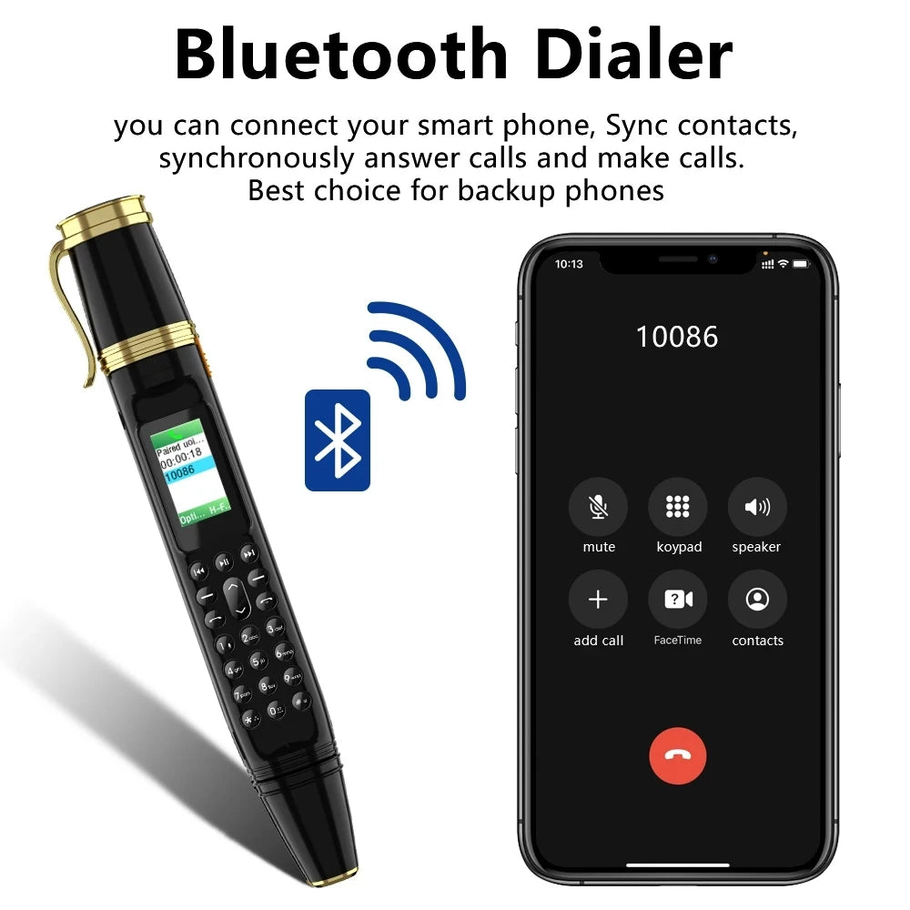 SERVO BM111 stylo Style téléphone portable voix magique Bluetooth composeur Radio FM 2G double SIM veille 0.96 "écran ventilateur fonction téléphones portables