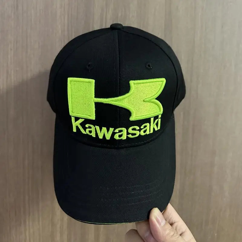 Kawasaki-Chapeau de sport en plein air pour hommes et femmes, chapeau de soleil à queue de cheval, opérateur hip-hop, marque de moto populaire