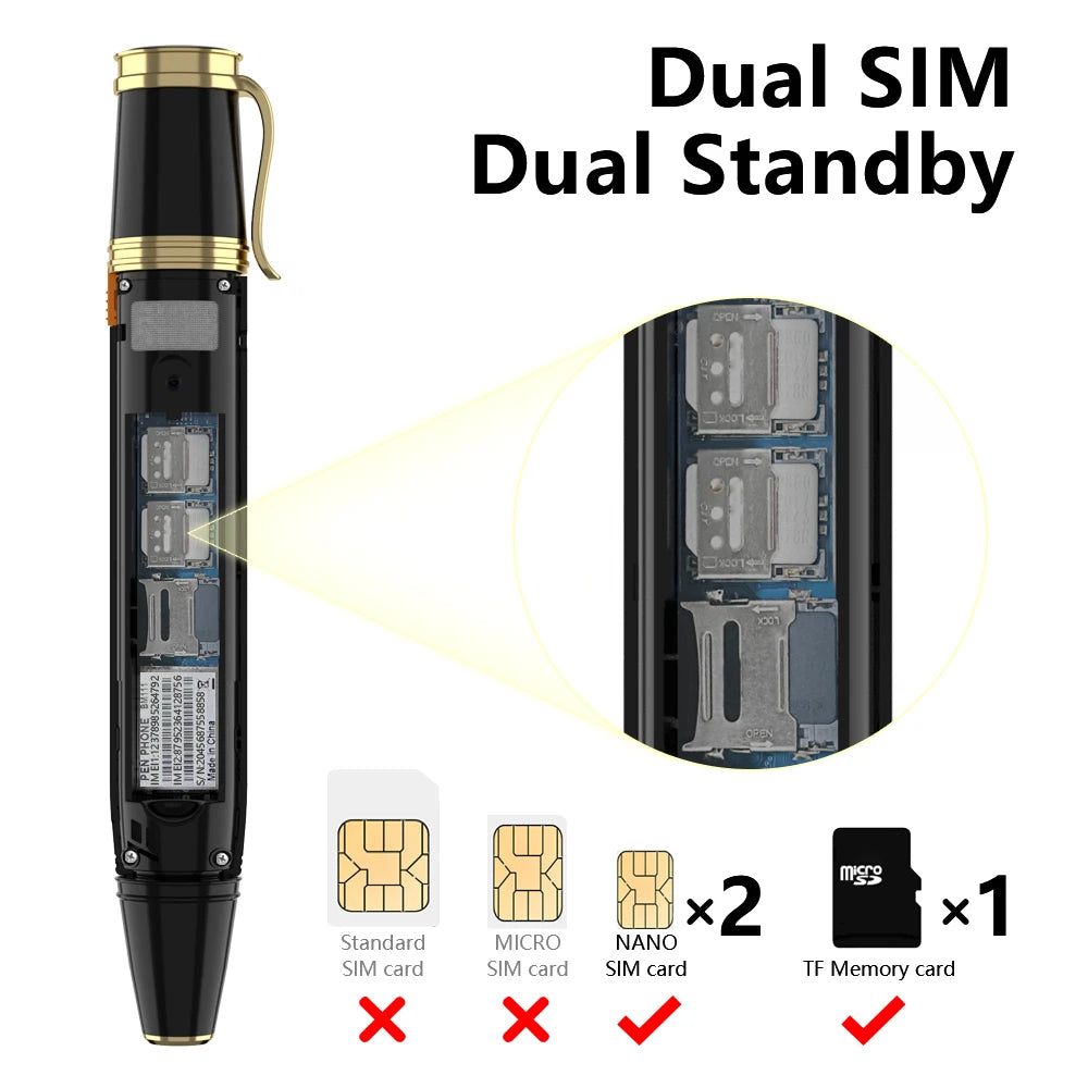 SERVO BM111 stylo Style téléphone portable voix magique Bluetooth composeur Radio FM 2G double SIM veille 0.96 "écran ventilateur fonction téléphones portables