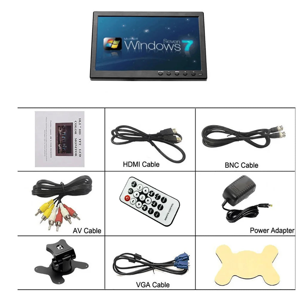 Podofo 10.1 ''moniteur de voiture TFT LCD HD écran numérique HDMI/VGA/AV/USB/SD entrée vidéo PC/TV/lecteur DVD affichage moniteur de sécurité