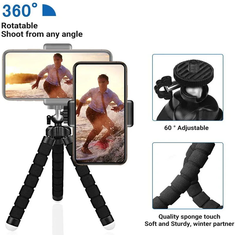 Mini trépied de photographie universel poulpe monopode téléphone Mini appareil photo téléphone Webcam support Clip Smartphone monopode Tripe support