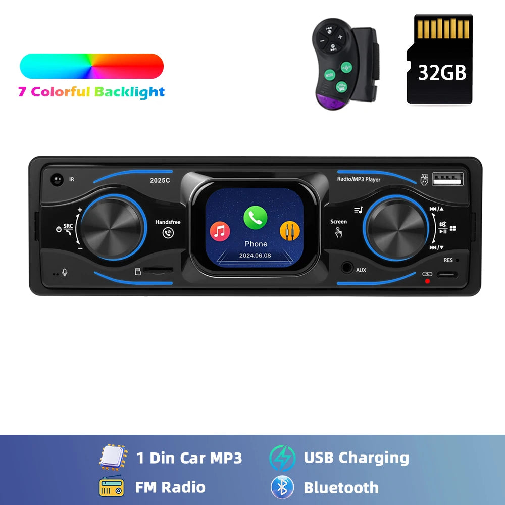 Hikity 2.17 "autoradio 1DIN voiture lecteur Mp3 numérique Bluetooth Audio avec télécommande musique stéréo autoradio lumières colorées