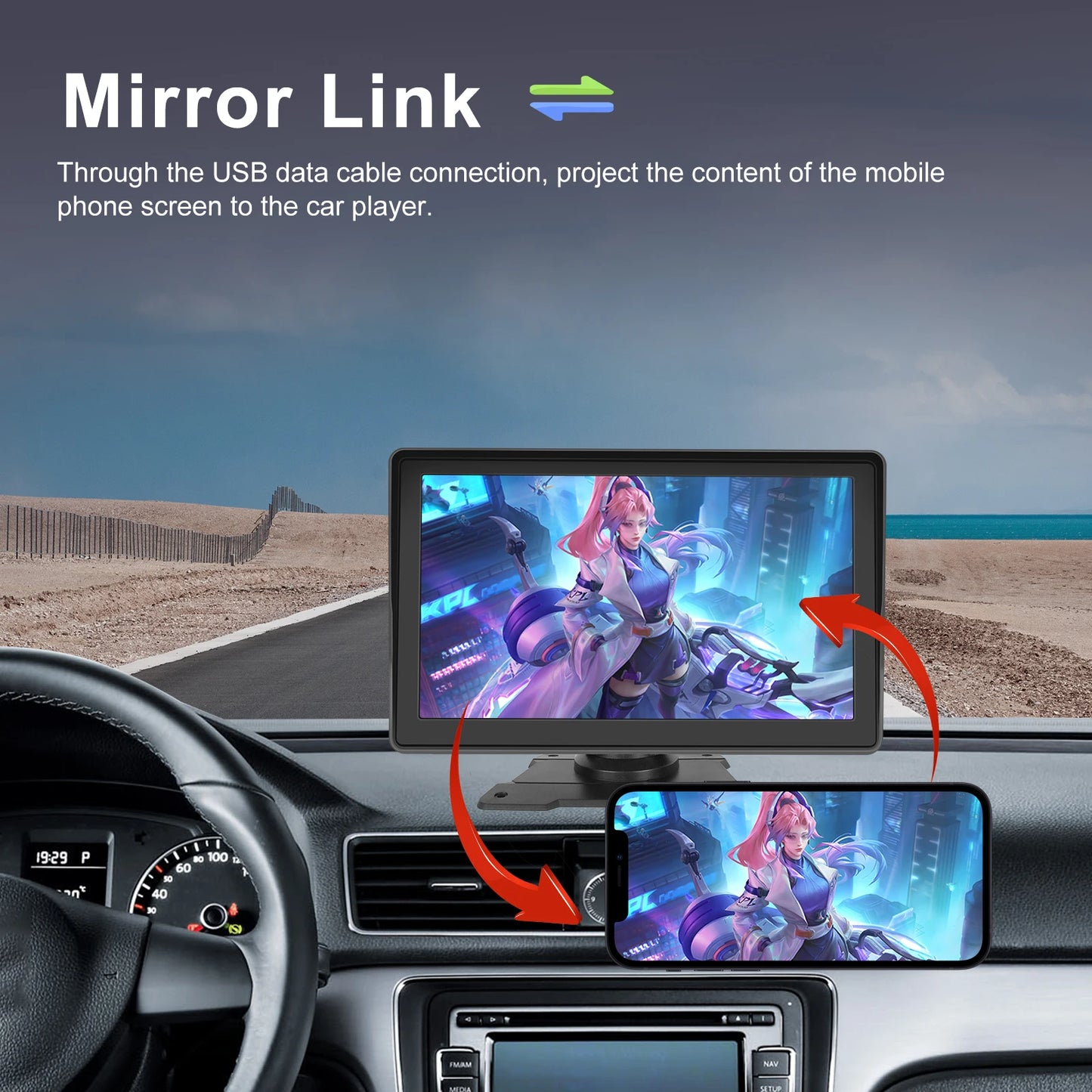 Hikity-Lecteur MP5 sans fil universel pour voiture, écran Carplay, radio FM, récepteur, prise en charge de la capture d'écran de vue arrière, Android Auto, 7 pouces