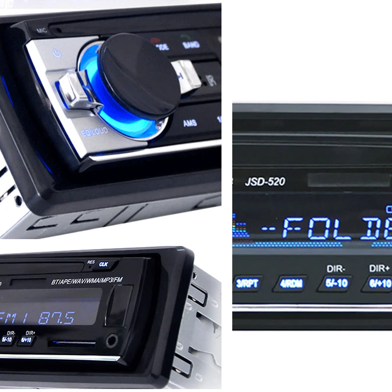 Autoradio Hippcron 1din stéréo multimédia lecteur MP3 numérique Bluetooth FM Audio musique USB avec entrée AUX dans le tableau de bord