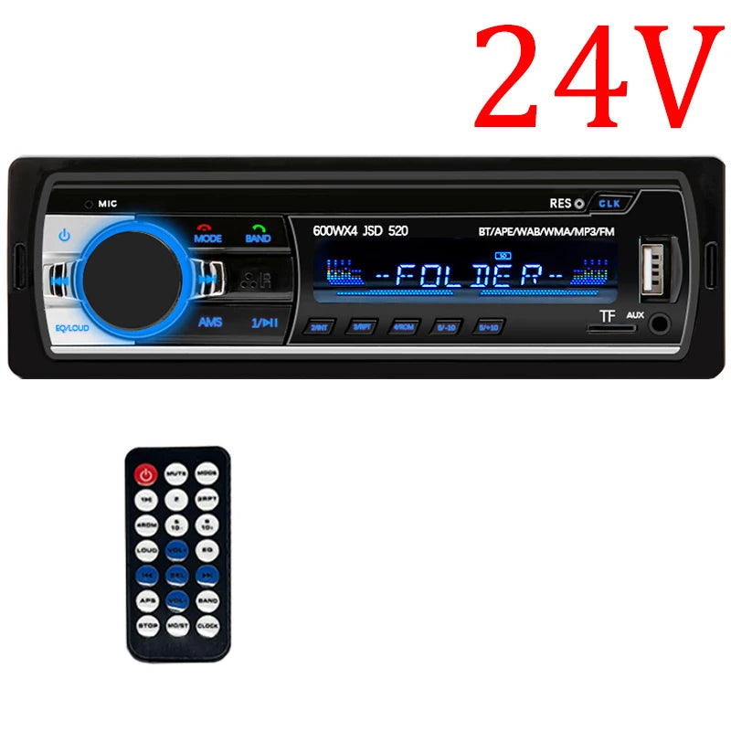 Autoradio Hippcron 1din stéréo multimédia lecteur MP3 numérique Bluetooth FM Audio musique USB avec entrée AUX dans le tableau de bord
