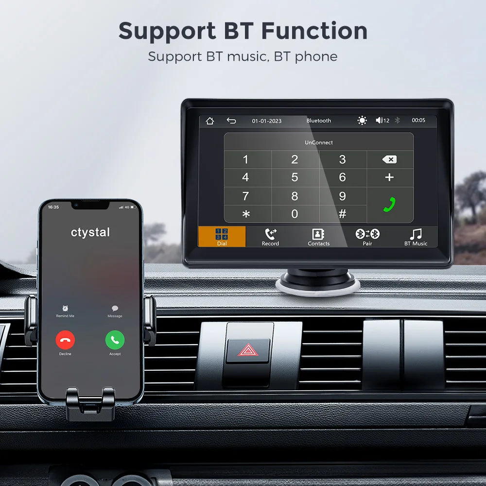 Autoradio Android sans fil avec transmetteur FM, lecteur de limitation stéréo, BT, WiFi, AUX, écran USB, 7 pouces