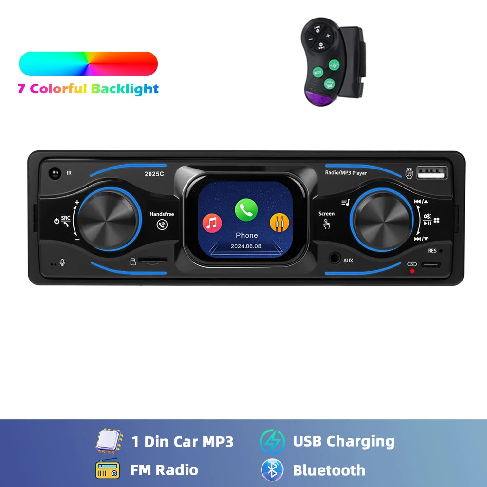 Hikity 2.17 "autoradio 1DIN voiture lecteur Mp3 numérique Bluetooth Audio avec télécommande musique stéréo autoradio lumières colorées