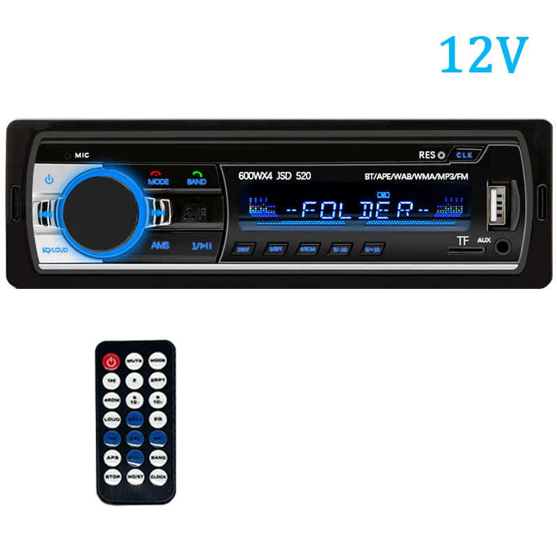 Autoradio Hippcron 1din stéréo multimédia lecteur MP3 numérique Bluetooth FM Audio musique USB avec entrée AUX dans le tableau de bord