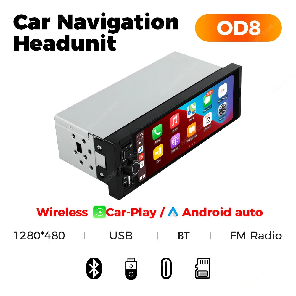 1Din sans fil CarPlay Android AUTO HD écran tactile universel 6.86 ''autoradio FM stéréo MP5 lecteur multimédia BT TF port caméra autoradio bluetooth voiture systèmes intelligents auto