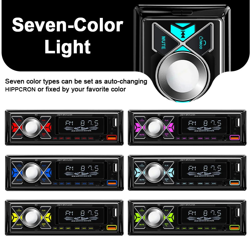 Autoradio Voiture 1 din Radio Audio stéréo lecteur MP3 Bluetooth multimédia stéréo numérique pour voiture universel coloré avec entrée Aux USB