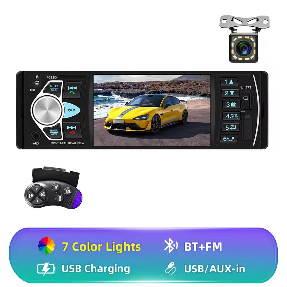 Hikity 4.1 ''autoradio 1Din Audio stéréo voiture lecteur MP5 récepteur FM Bluetooth volant télécommande Support TF carte Cam