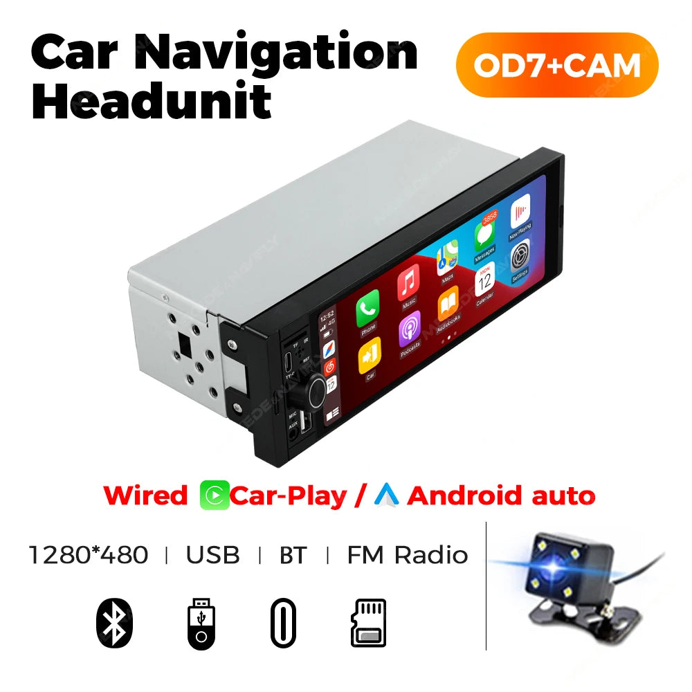 1Din sans fil CarPlay Android AUTO HD écran tactile universel 6.86 ''autoradio FM stéréo MP5 lecteur multimédia BT TF port caméra autoradio bluetooth voiture systèmes intelligents auto