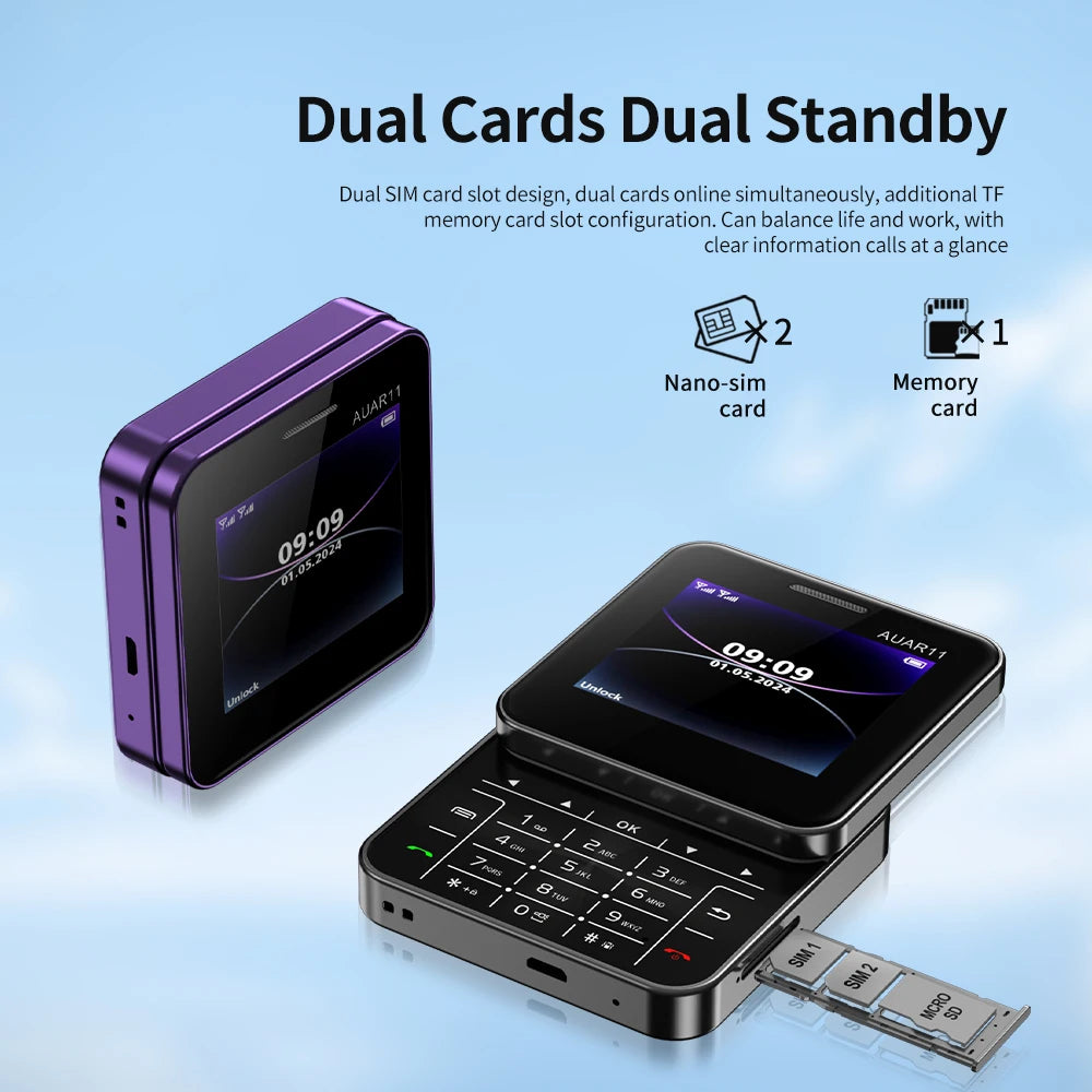 SERVO AUAR11 téléphone portable rotatif 2 SIM Torche Stadby Cadran rapide voix magique Radio FM 2G GSM 2.4 "écran coulissant petits téléphones portables