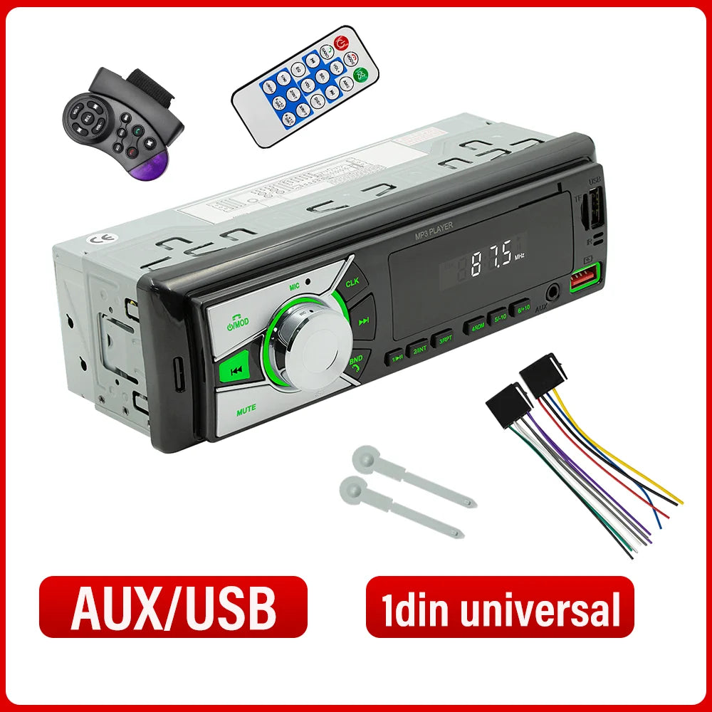 Autoradio universel lecteur MP3 FM/BT/AUX/USB/TF/téléphone portable charge 7 couleurs lumières câblage Protection voiture Audio