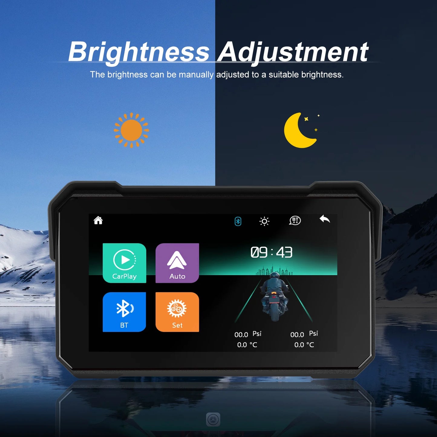 Podofo 5 ''IPS écran moto Carplay Android réglage automatique de la luminosité IP68 étanche Bluetooth 5.0 lecteur d'écran intelligent