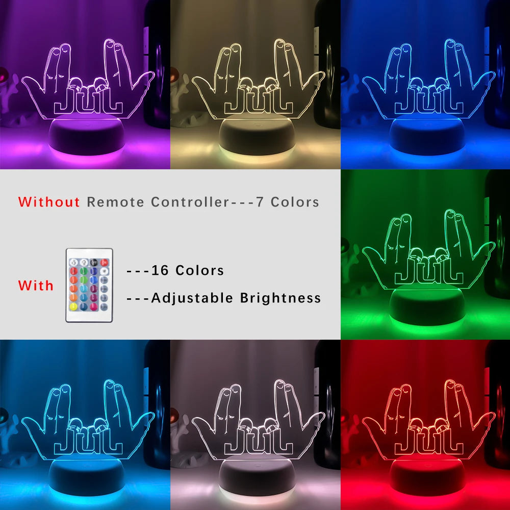 LED veilleuse célébrité JUL pour les Fans chambre décoration éclairage cadeau d'anniversaire alimenté par batterie couleur changeante 3d lampe Jul