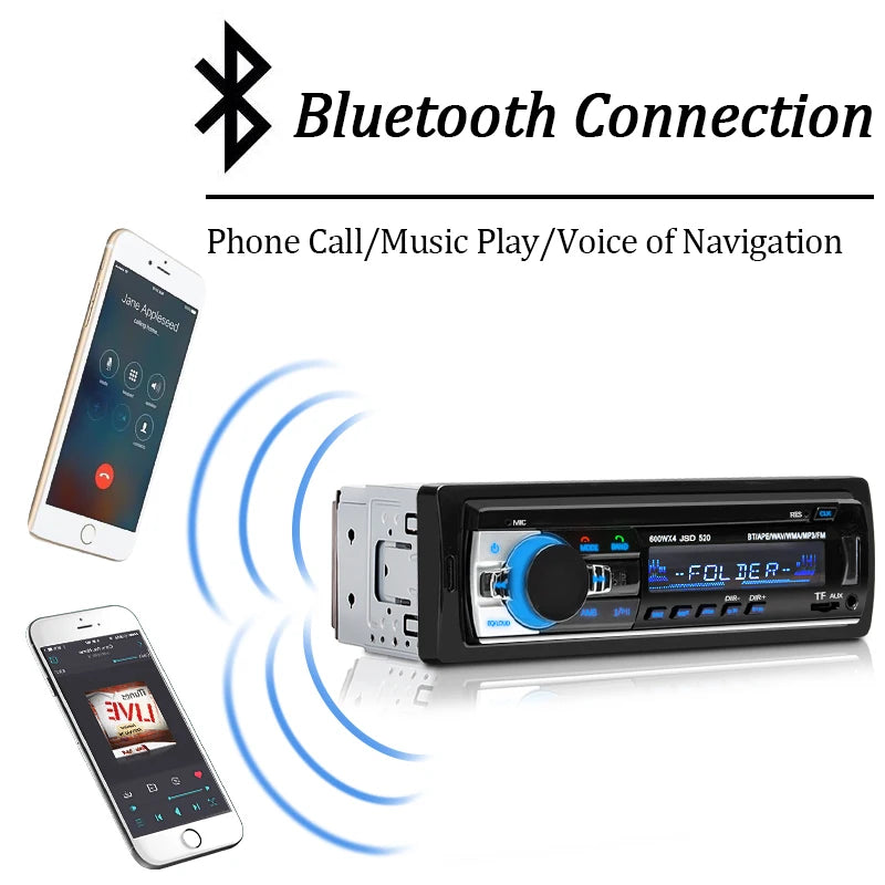 Autoradio Hippcron 1din stéréo multimédia lecteur MP3 numérique Bluetooth FM Audio musique USB avec entrée AUX dans le tableau de bord