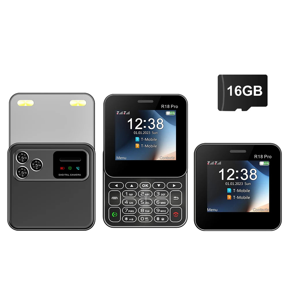 SERVO R18 PRO écran rotatif téléphone portable 2G GSM voix magique cadran de vitesse lampe de poche liste noire 2 SIM veille téléphones coulissants latéraux