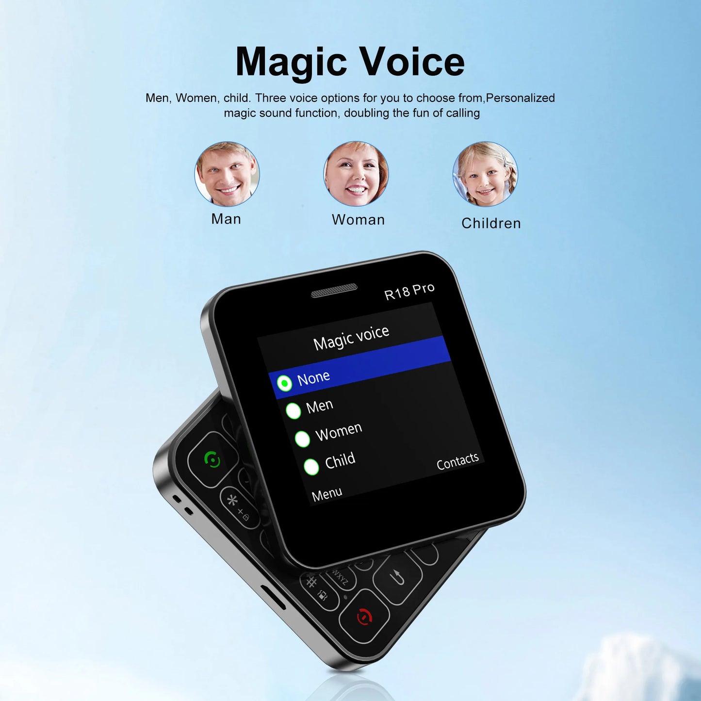 SERVO R18 PRO écran rotatif téléphone portable 2G GSM voix magique cadran de vitesse lampe de poche liste noire 2 SIM veille téléphones coulissants latéraux