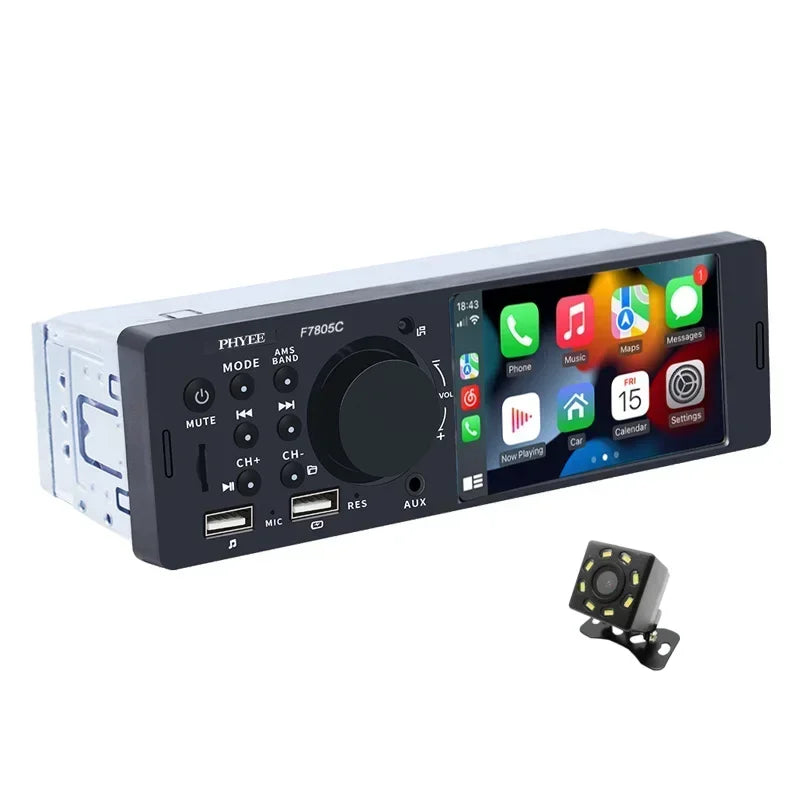 Autoradio CarPlay, Bluetooth, Android Auto, Lecteur MP5, Mains Libres, A2DP, USB, Stéréo, Système Audio, Limitation, Unité Principale, F7805C, 1 Din, 4"