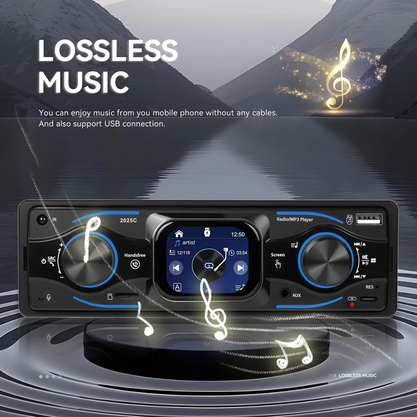 Hikity 2.17 "autoradio 1DIN voiture lecteur Mp3 numérique Bluetooth Audio avec télécommande musique stéréo autoradio lumières colorées