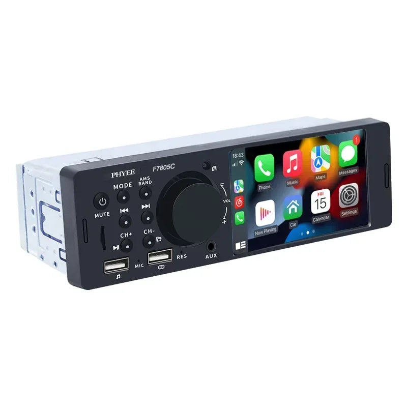 Autoradio CarPlay, Bluetooth, Android Auto, Lecteur MP5, Mains Libres, A2DP, USB, Stéréo, Système Audio, Limitation, Unité Principale, F7805C, 1 Din, 4"