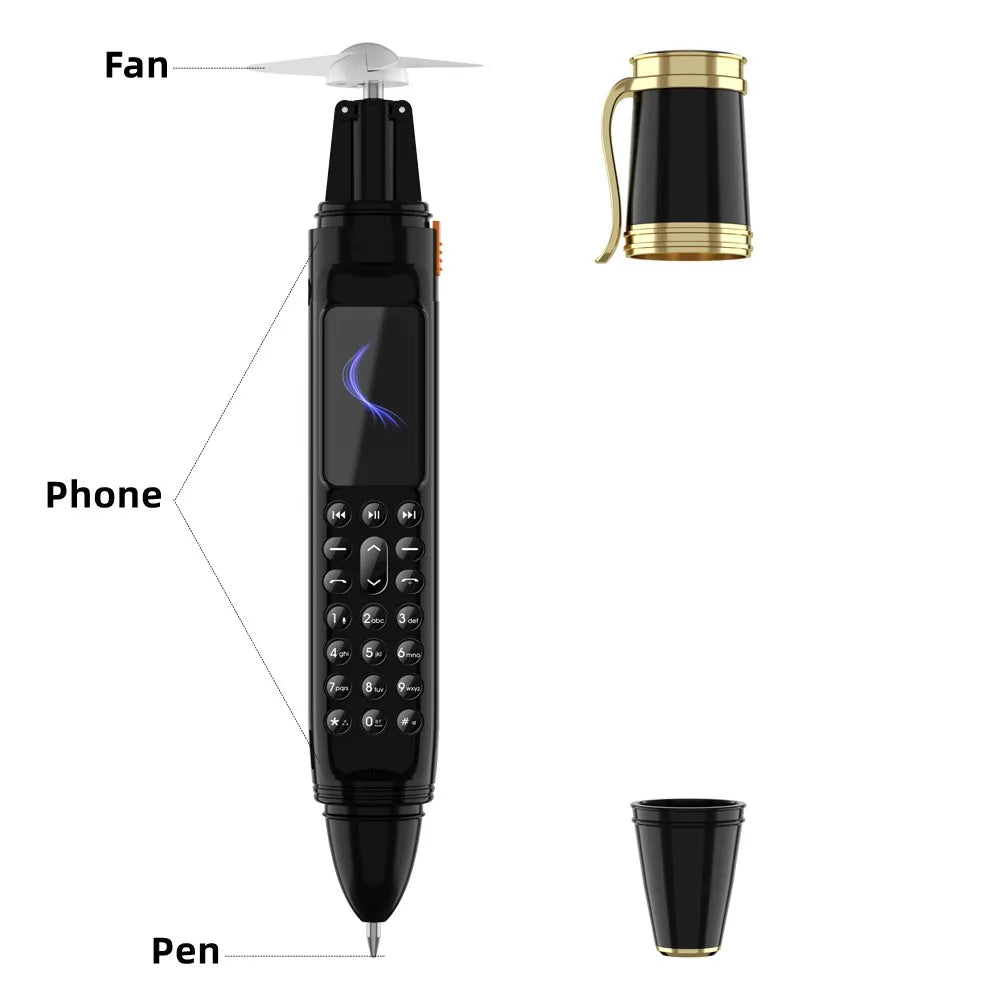 SERVO BM111 stylo Style téléphone portable voix magique Bluetooth composeur Radio FM 2G double SIM veille 0.96 "écran ventilateur fonction téléphones portables