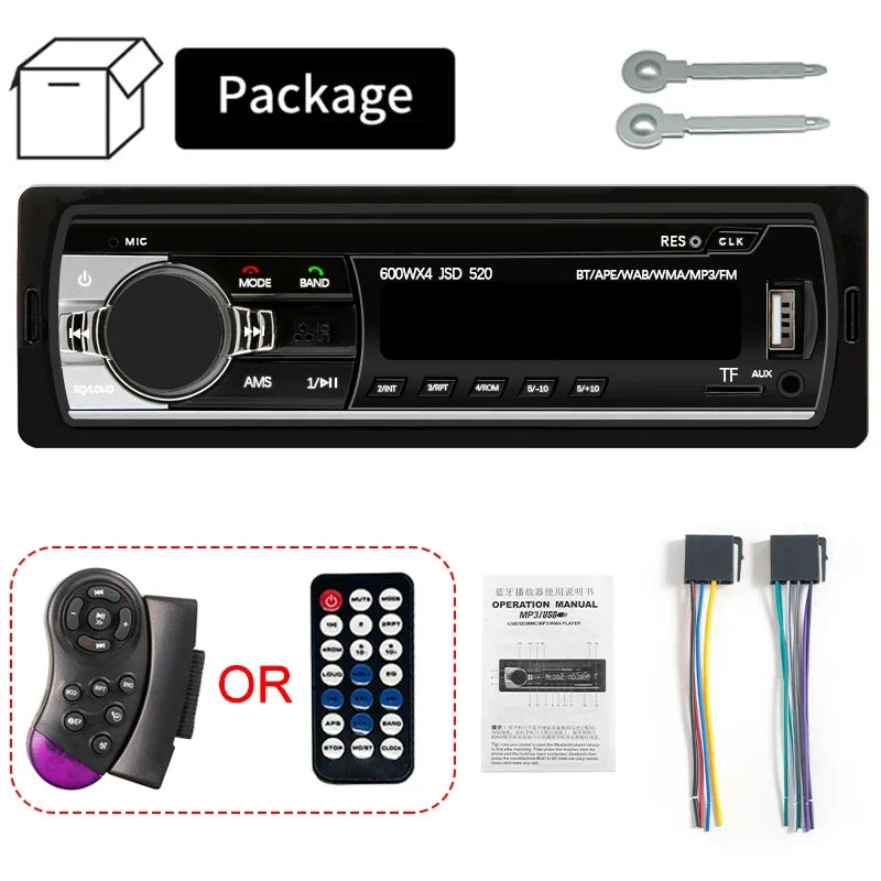 Autoradio Hippcron 1din stéréo multimédia lecteur MP3 numérique Bluetooth FM Audio musique USB avec entrée AUX dans le tableau de bord